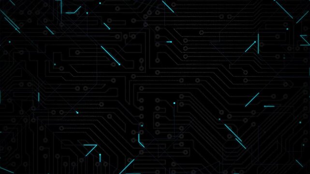 Abstract Digital Circuit Board Background with Glowing Blue Data Lines, Illustrating Modern Technology and Interconnected Systems