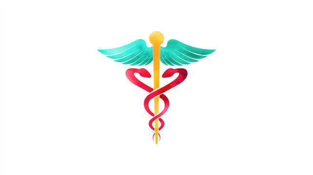Caduceus icon with two-headed snake and wings