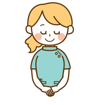 お辞儀をしている薬剤師の女性のイラスト