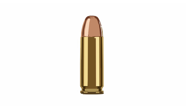 Realistic golden bullet cartridge vector isolated on white background detailed metallic ammunition illustration