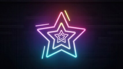 Obraz premium Vibrant Neon Glowing Stars Abstract Design with Retrofuturistic Aesthetic on Dark Background