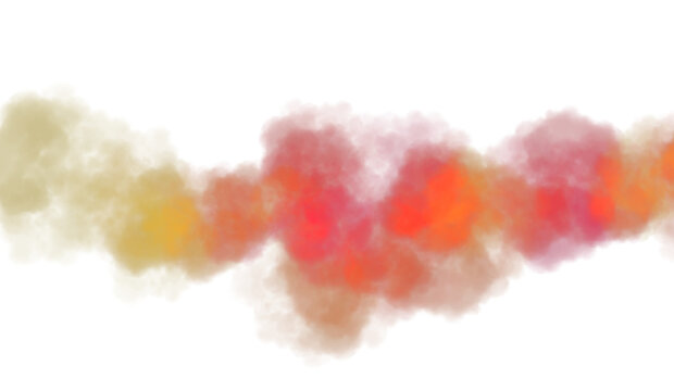 Abstract colorful smoke explosion flow cutout PNG. Colorful clouds, fog and mist vapours cutout. Smoke fog festive. Transparent background.