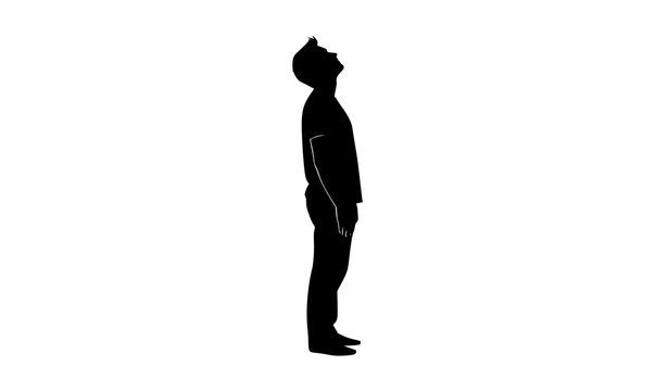 Man looking up silhouette side view vector isolated on white background