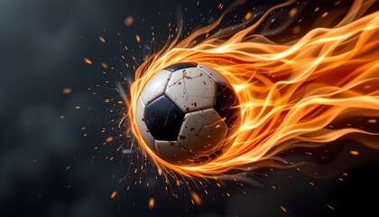 Fototapeta premium Soccer Ball Flames Speed and Energy
