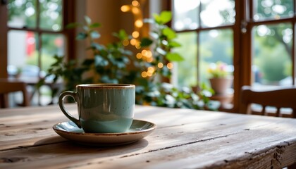 Obraz premium Cozy Coffee Moment with Vibrant Mug and Soft Lighting