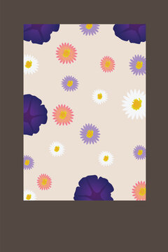 Soft Pastel Morning Glory and Aster Floral Pattern on Light Background, Elegant Minimal Seamless Design. This refined floral design works beautifully for surface patterns such as textiles, gift wrap