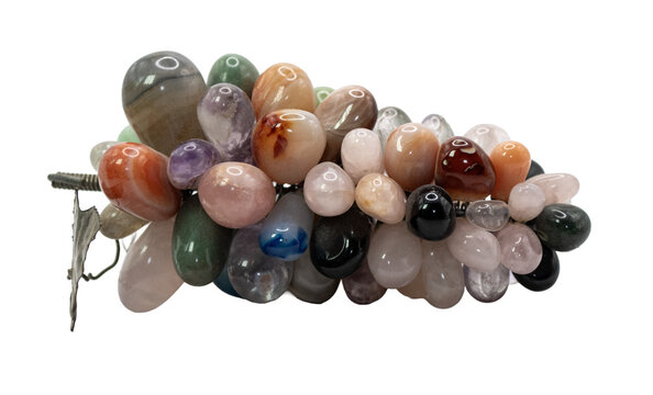 Mid-Century Semi-Precious Stone Grape Clusters on a Transparent Background PNG 