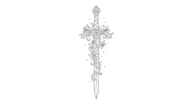 Fantasy Sword with Floral Embellishments