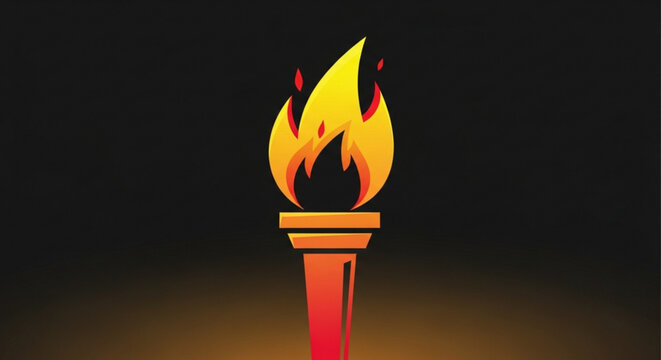 Vibrant torch with yellow and orange flames on a dark background symbolizing hope and guidance