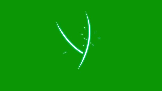 Double strike anime sword slash with bright energy trail, impact burst sparks and speed line effects, glowing weapon swoosh animation for game VFX overlay on green background 4K