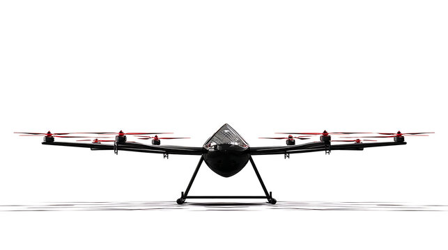 Agricultural drone multi-rotor with durable carbon fiber body isolated on white background, smart farming and precision agriculture technology concept.