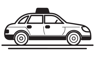 Fototapeta premium Taxi Car Outline Silhouette City Transport Icon
