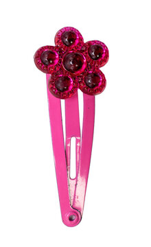 Pink Plastic Flower Hair Clip on a Transparent Background PNG 