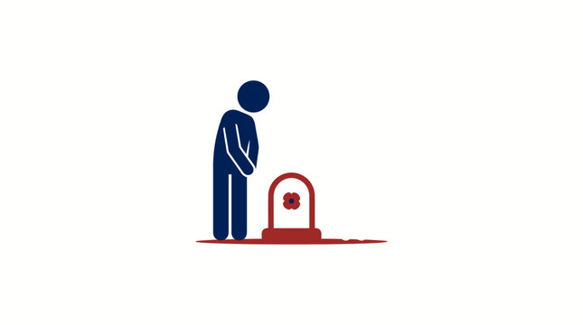 Mourner Standing by a Gravestone Silhouette