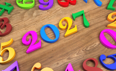 Fototapeta premium New Year 2027 Creative Design Concept - 3D Rendered Image