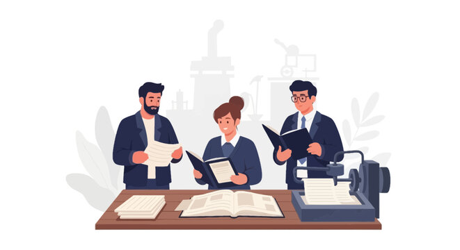 Business Meeting with Professionals Discussing Documents and Technology