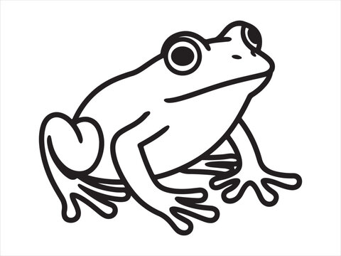 Minimalist frog line art vector, Tree Frog. Tree Frog simple black and white line art vector logo animal drawing isolated on white background