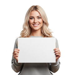 Fototapeta premium Woman with blonde hair wearing a white sleeveless top isolated on transparent background,png