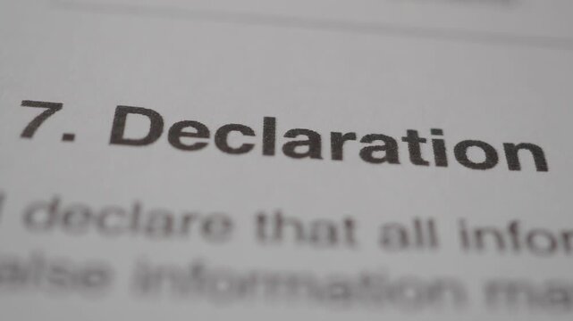 Important declaration document for personal information
