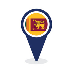 Obraz premium Map Pointer with sri lanka flag