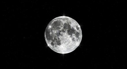 Obraz premium Magnificent full moon with detailed surface features shining brilliantly in the vast dark night sky