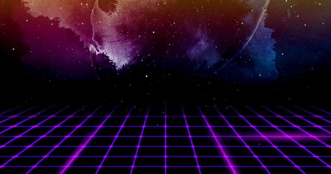 Artistic Retro Wave animation retro music background concept electric abstract