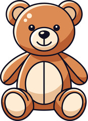 Naklejka premium Cute teddy bear cartoon illustration, soft toy character with friendly smile, adorable plush animal design for kids, nursery decoration and playful concept
