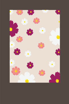 Soft Pastel Cosmos Floral Pattern on Light Background, Elegant Minimal Seamless Design. This refined floral design works beautifully for surface patterns such as textiles, gift wrap, wallpaper