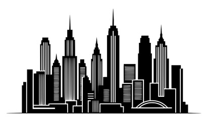 Obraz premium Stylized New York landmarks silhouette vector abstract city skyline isolated on white background