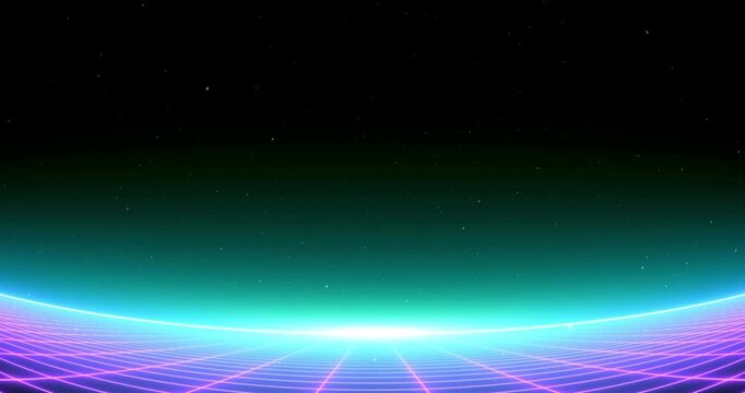 Synth wave retro grid background synthwave 80s Purple futuristic music background concept neon lights