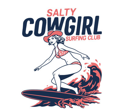 A western salty cowgirl surfing club svg