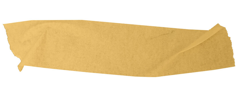 Bright yellow masking tape stripe with torn ends isolated on transparent background for highlighting text, title bar, and labels png
