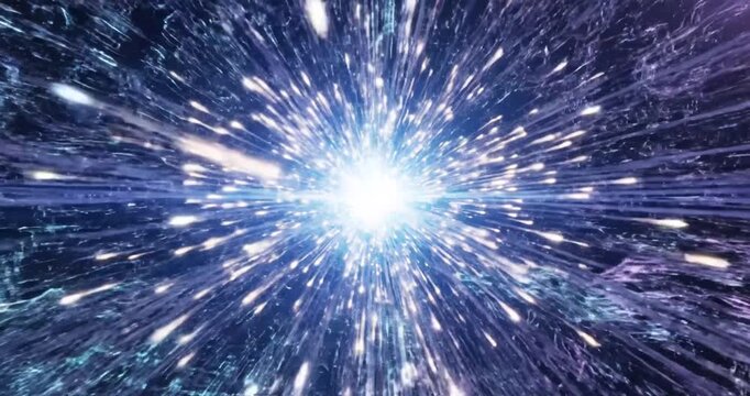 Dynamic burst of light and color creating a cosmic explosion effect in space