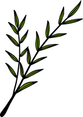 Fototapeta premium Hand Drawn Green Leaf Branch Illustration