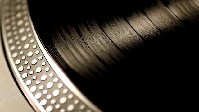 Vinyl Record Spinning On Turntable dj music player
