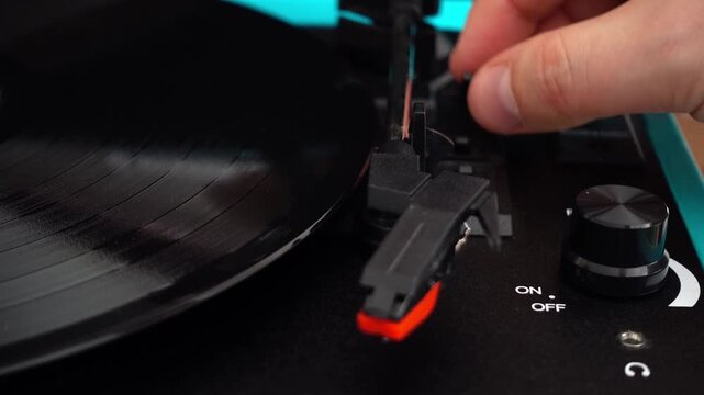 Vinyl Record Spinning On Turntable dj music player