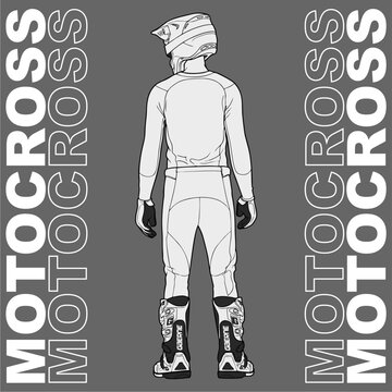 Motocross back view mockup vector.eps