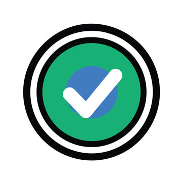 Success checkmark icon in circle, task completed symbol.