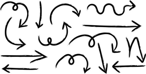 Set of hand drawn arrows, vector illustration, sketch style, doodle design elements © MDMahmudul