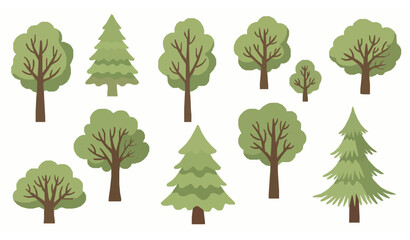 Creative tree collection vector hand drawn deciduous coniferous icons for map and park design © abdul