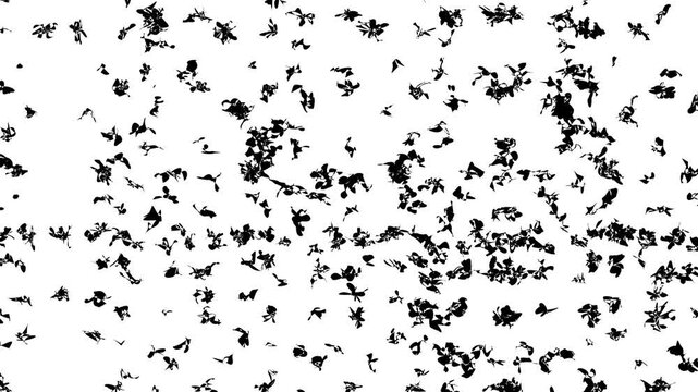 An abstract animation where a stream of dirty little spots and garbage particles moves across the screen.