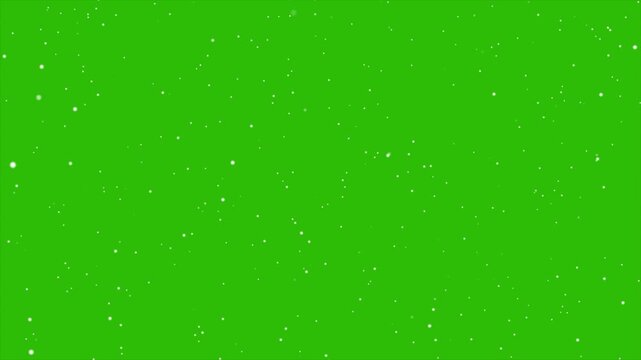 Green Screen Snow Particles Loop Animation. Falling White Dust Specks Overlay on Chroma Key Background Motion Graphic Video