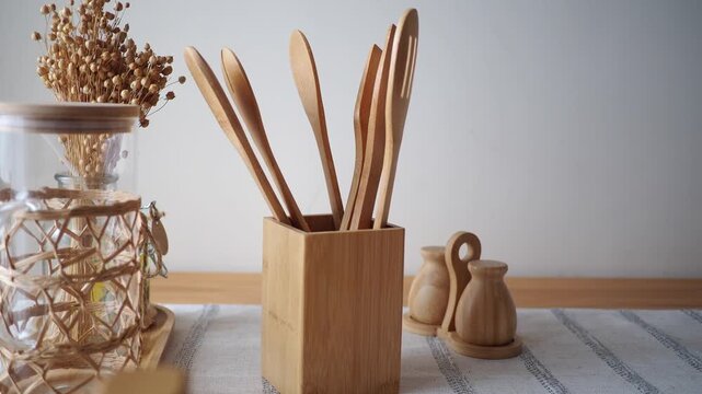 Cooking tools and kitchen items on a table