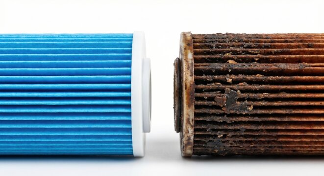 Comparison of clean and dirty water filter cartridges
