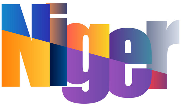 Colorful gradient text letters spelling out niger river name modern stylish word design