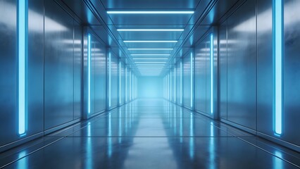 Obraz premium Futuristic corridor with blue lights