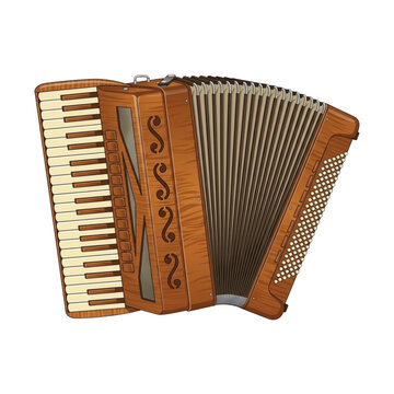 Classical Wooden Piano Accordion Illustration