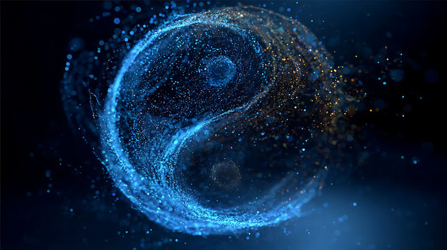 Abstract illustration of the Yin Yang symbol with a cosmic design 