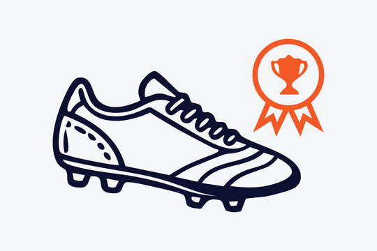 Soccer Football Shoe Cleat with Champion Medal Vector Icon