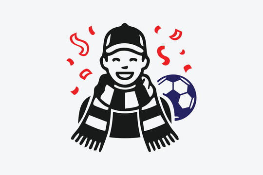Happy Soccer Football Fan Celebrating Victory Vector Icon